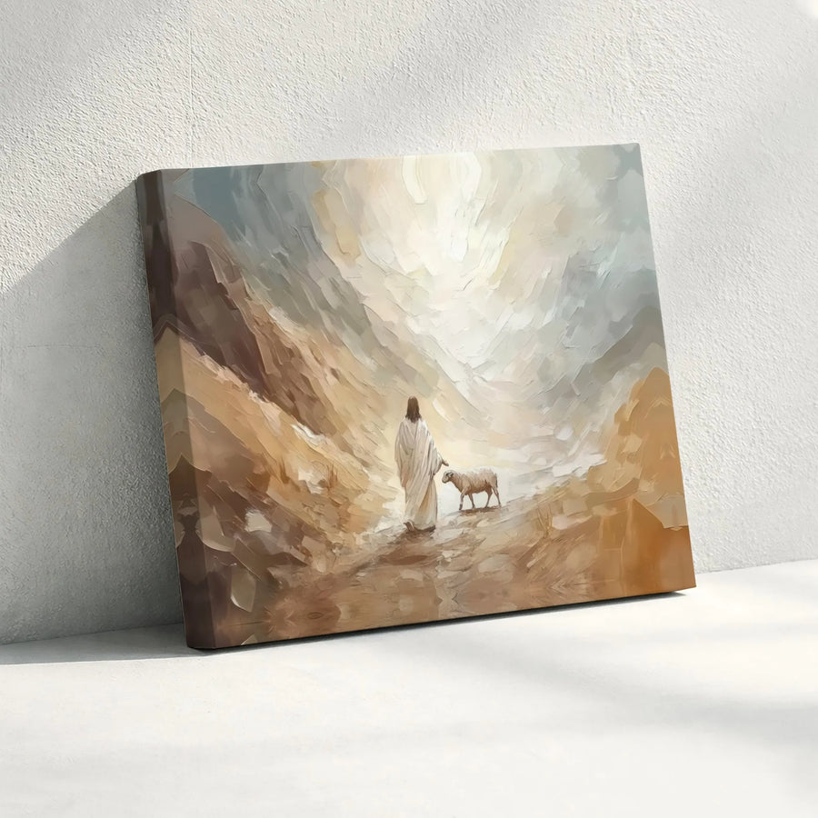 Jesus The Good Shepherd Wall Art | Abstract Religious Canvas Print | Premium Fade-Resistant Decor | Christian Home Gift for Believers