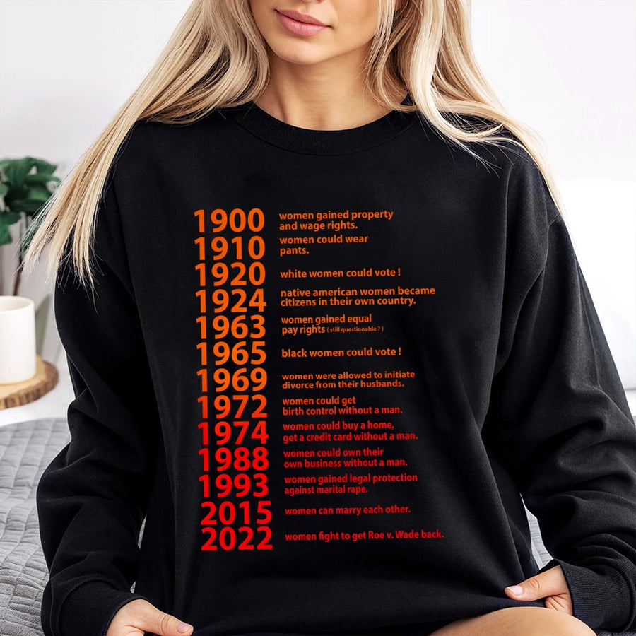 Feminist Rights Timeline Sweatshirt | Women's History Milestones Print | Premium Cotton Blend Crewneck | Empowering Activist Gift for Her