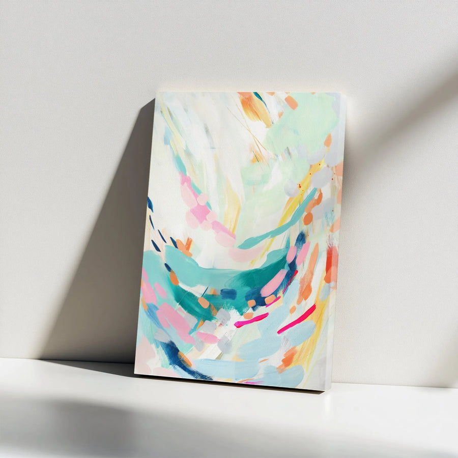 Abstract Vertical Canvas | Colorful Brushstroke Painting Print | Premium Thick Gallery Wrap | Modern Living Room Wall Decor Gift
