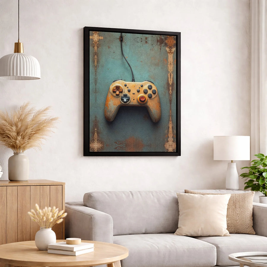 Rusty Video Game Controller Canvas | Industrial Retro Gaming Wall Art | 1.25-Inch Premium Gallery Wrap | Gift for Gamers and Gamer Room Decor
