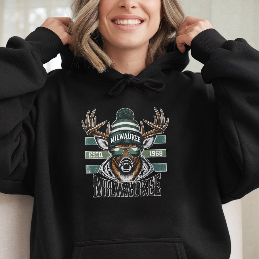Milwaukee Basketball Hoodie | Vintage Style Deer Graphic | Soft Cotton Blend | Premium Gift for Sports Fans
