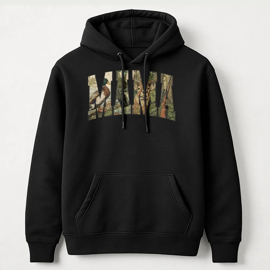 Hunting Mama Hoodie | Retro Camo Varsity Graphic | Soft Cotton Blend | Mother's Day Gift For Hunter Mom