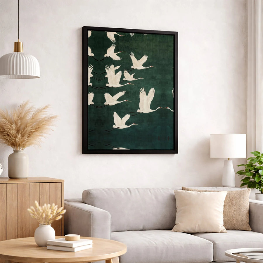 Japanese Red-Crowned Crane Canvas Wall Art | Vintage Oriental Bird Print | Premium Gallery-Wrapped Canvas | Zen Home Decor Gift for Nature Lovers