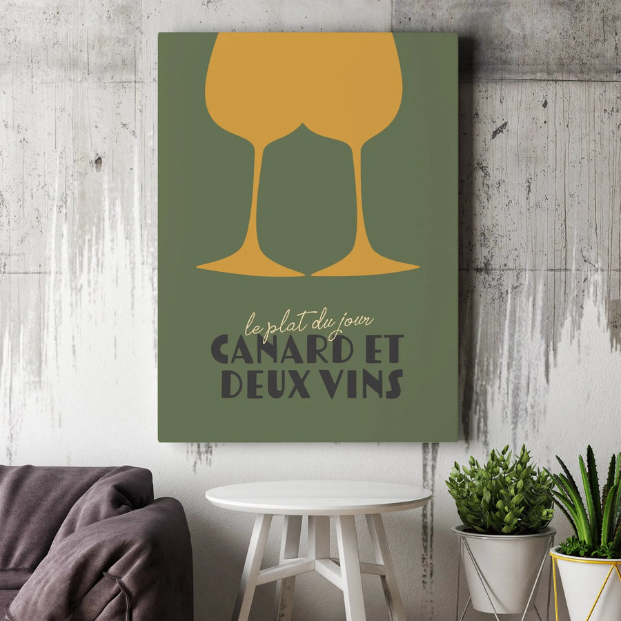French Bistro Wall Art | Le Plat du Jour Minimalist Wine Print | Premium Canvas with 1.25" Depth | Kitchen Decor Gift for Wine Lover