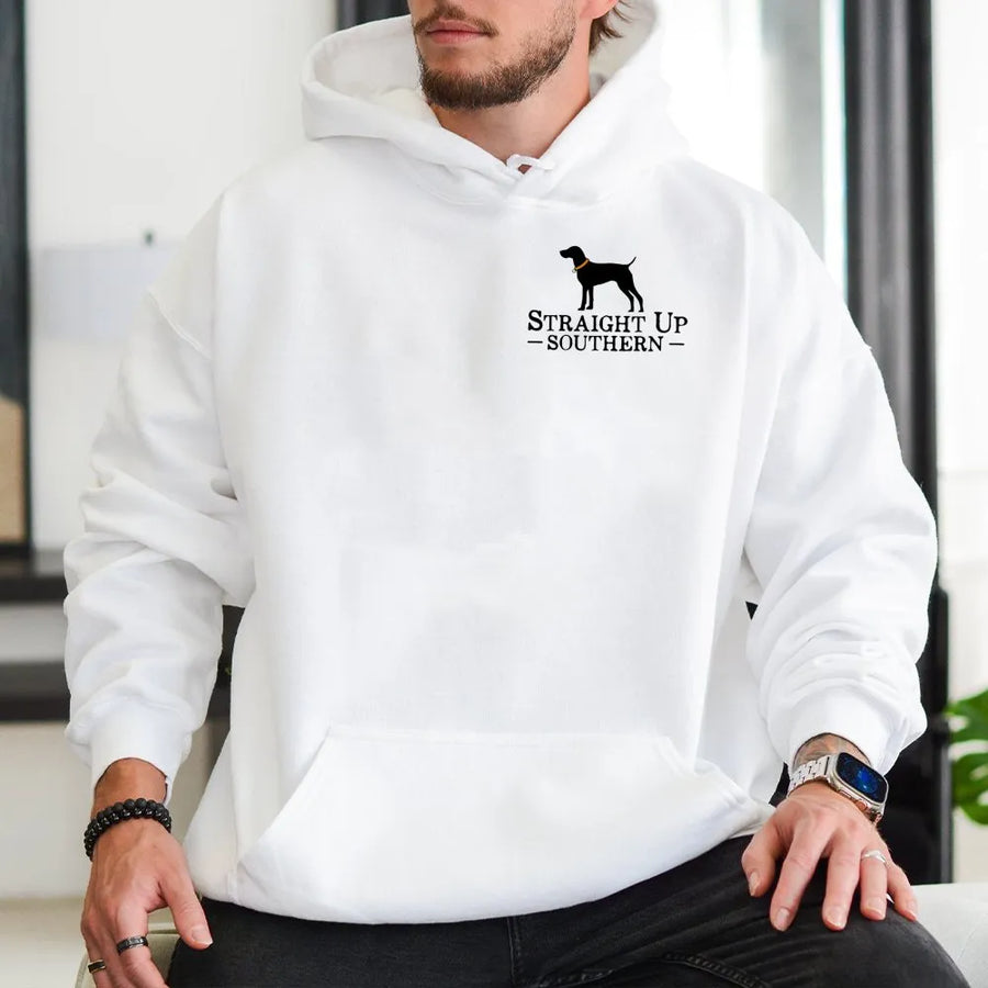 Straight Up Southern Lab Hoodie | Retriever Dog Graphic Print | Premium Cotton Blend | Gift for Dog Lovers and Outdoor Enthusiasts