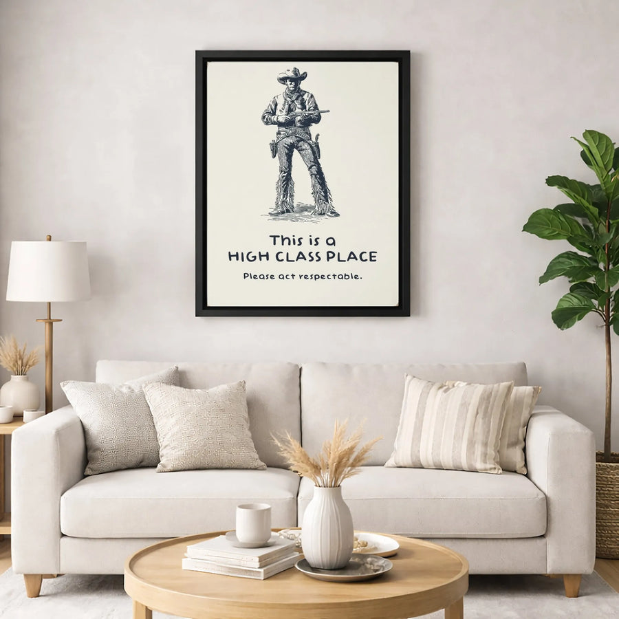 Western Wall Art | Cowboy Gunslinger Sign | Premium 1.25 Inch Canvas | Funny Bar Or Home Decor Gift