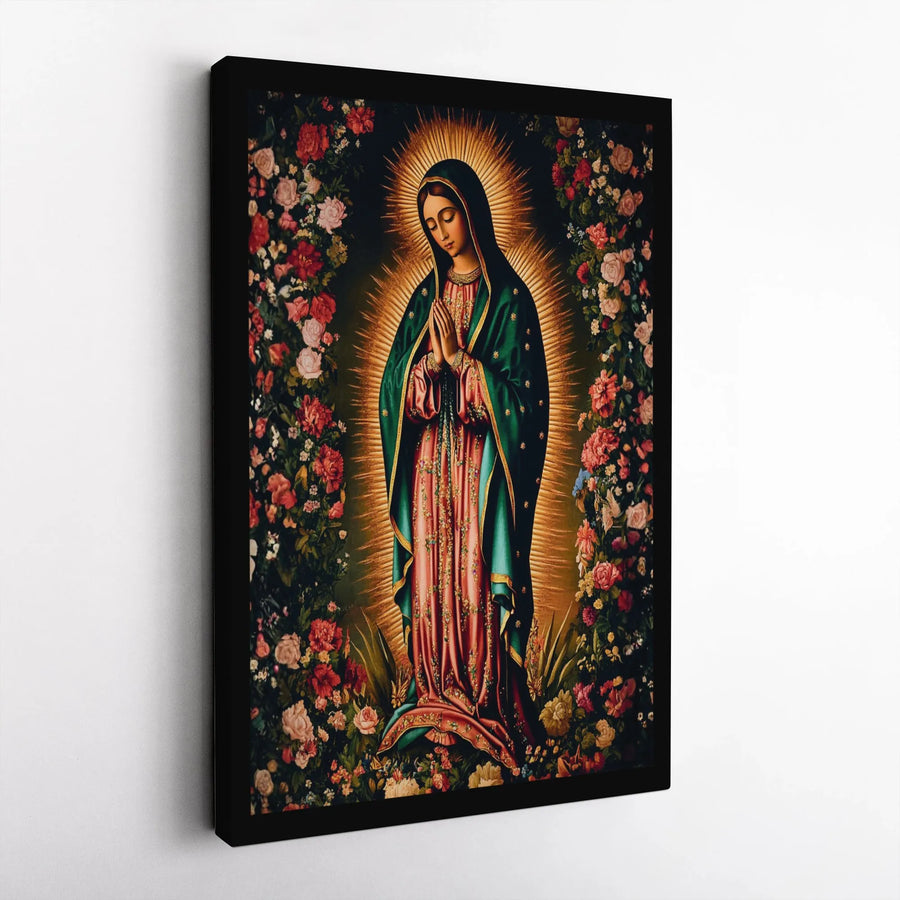 Our Lady Of Guadalupe Canvas Print | Floral Religious Wall Art | Premium Fade-Resistant Gallery Wrap | Catholic Home Decor Gift