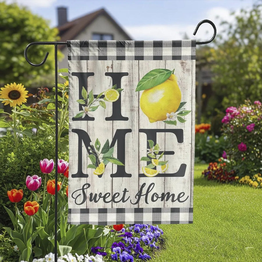 Farmhouse Lemon Garden Flag | Double Sided Home Sweet Home Decor | Weather Resistant Polyester | Summer Porch & Yard Decoration Gift