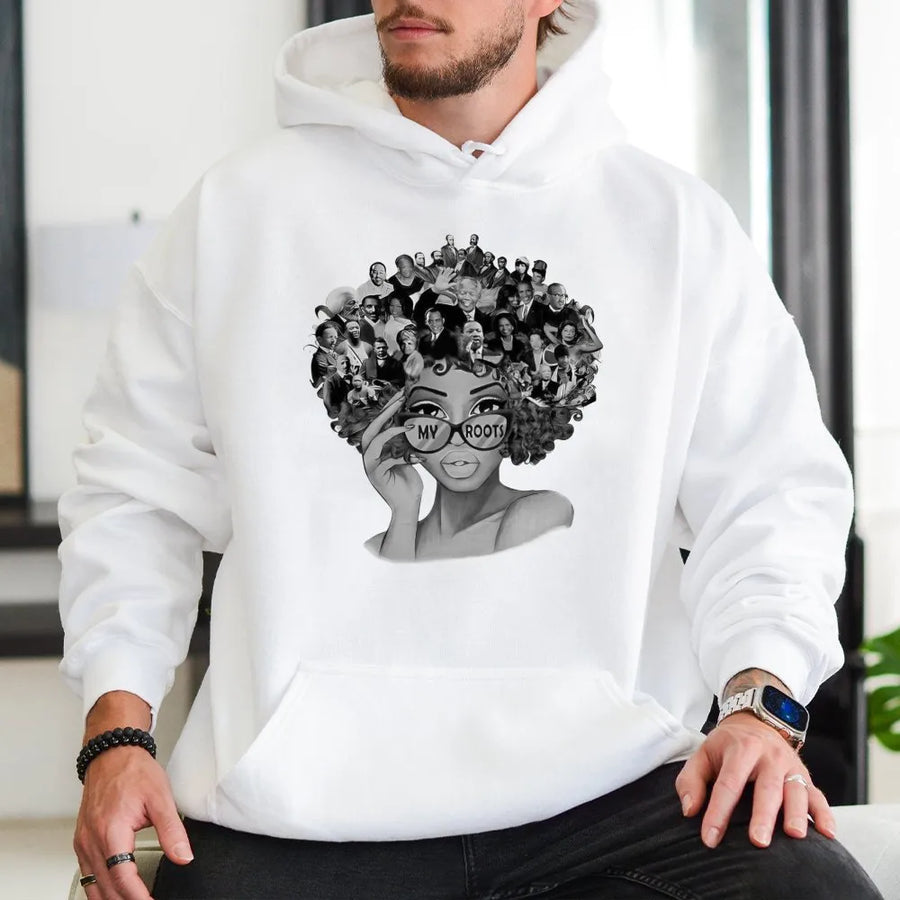 My Roots Hoodie | Black History Month Graphic Art | Premium Cotton Blend | Gift for African American Heritage Awareness