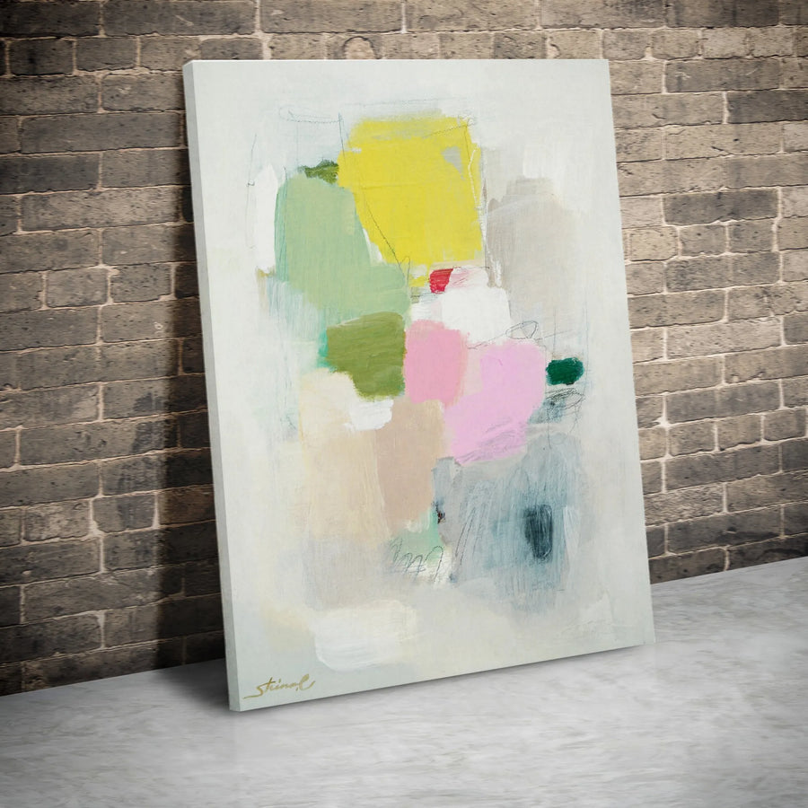 Abstract Pastel Vertical Canvas | Modern Minimalist Brushstroke Wall Art | Premium Gallery Wrapped Print | Living Room & Office Decor Gift