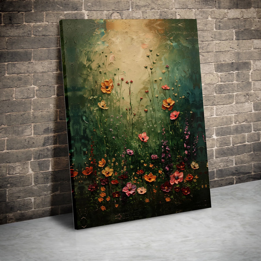 Wildflower Meadow Canvas Print | Textured Impasto Botanical Art | Gallery Quality 1.25 Inch Profile | Elegant Floral Wall Decor For Home Office
