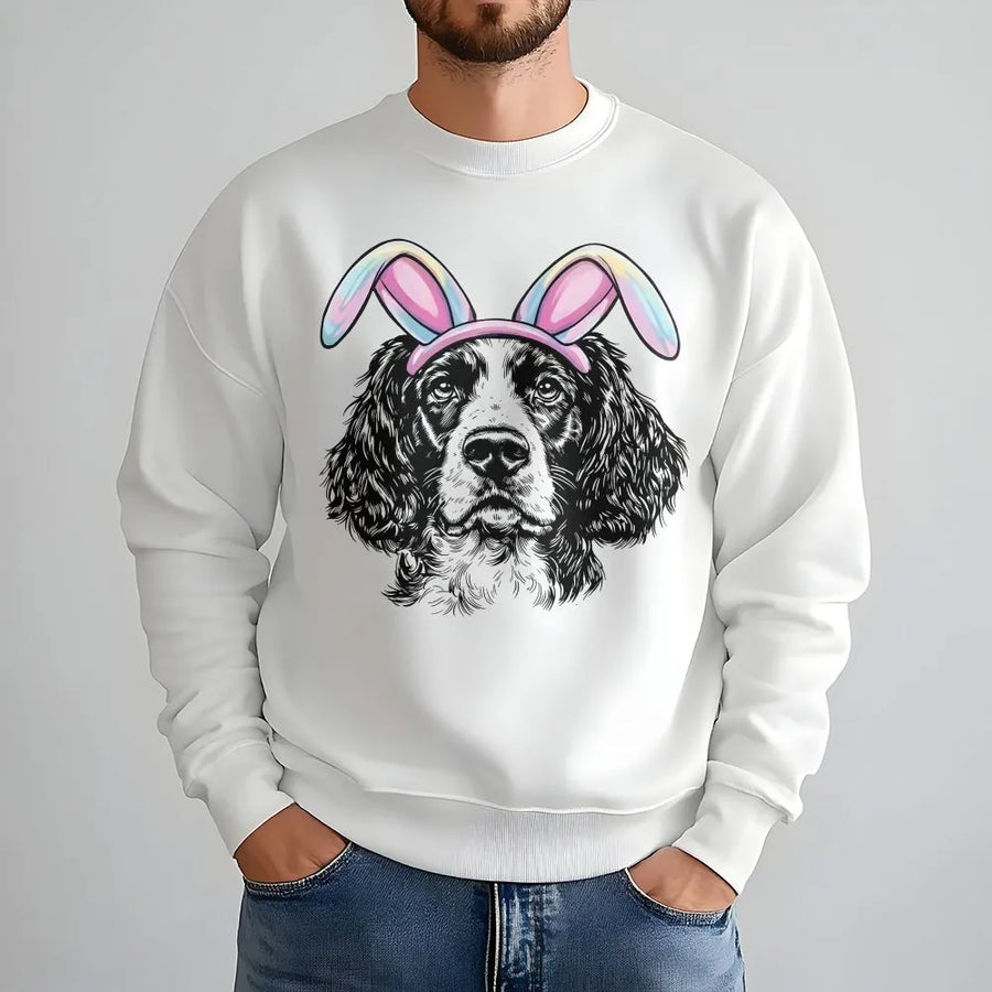 Easter Bunny Ears Sweatshirt | Holographic Pastel Rabbit Headband Print | Premium Cotton Blend | Cute Spring Holiday Gift for Women and Kids