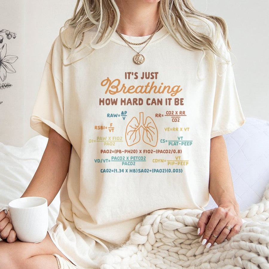 Respiratory Therapist T-Shirt | It's Just Breathing Funny Formula Design | Premium 100% Cotton Tee | Gift for RT Student and Medical Professional
