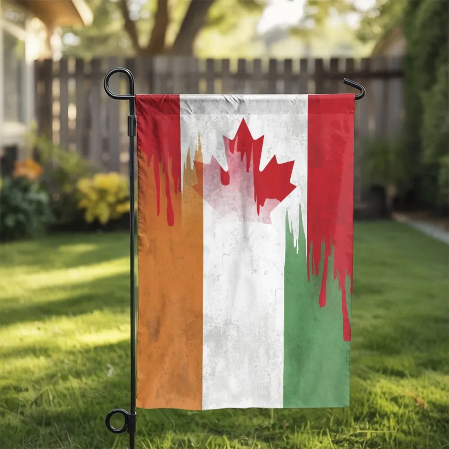 Canada and Ivory Coast Garden Flag | Dual Nationality Patriotic Art | Durable Weather-Resistant Polyester | Outdoor Yard Decor Gift