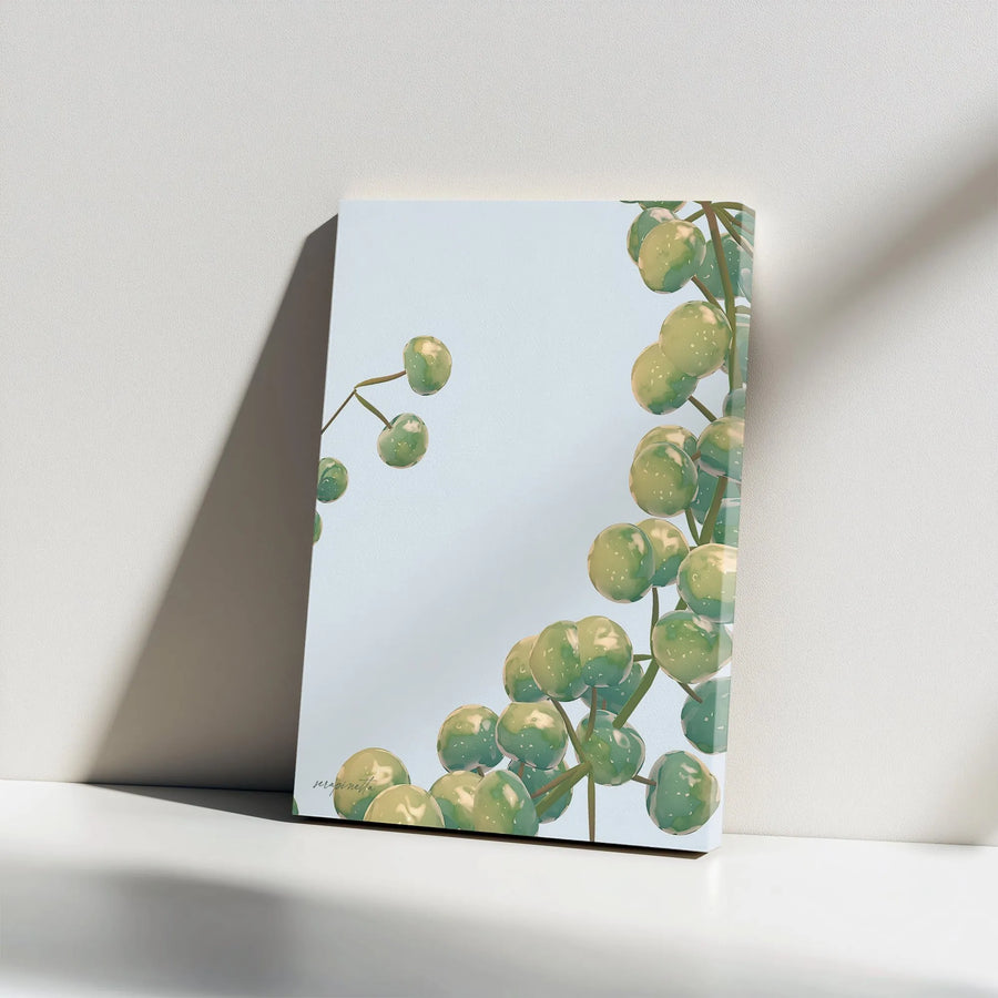 Green Botanical Canvas Wall Art | Minimalist Berry Illustration | Gallery Wrap Premium Print | Modern Nature Home Decor Gift