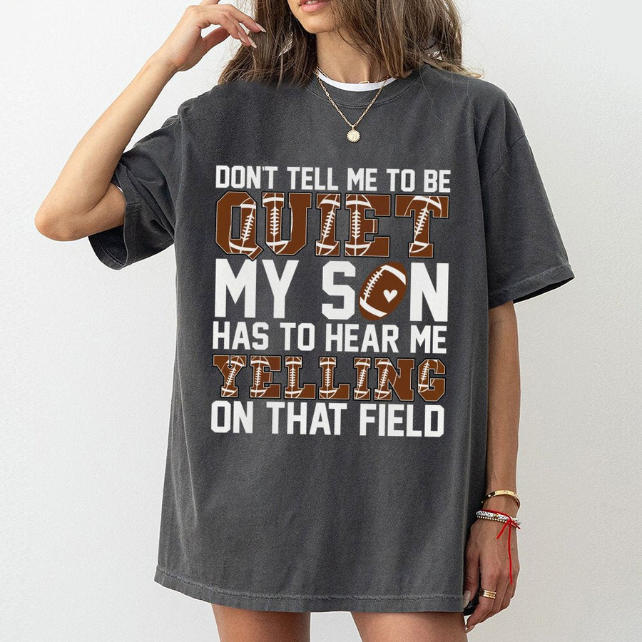 Football Mom T-Shirt | Funny Game Day Graphic Tee | Premium 100% Cotton | Gift for Football Mama Supporting Son on the Field