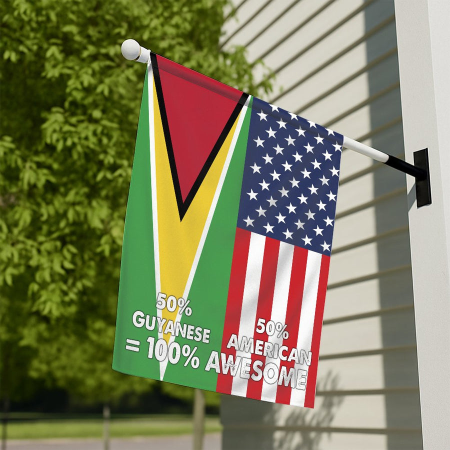 Guyanese American Flag | 50% Guyanese 50% American 100% Awesome Design | Premium UV-Resistant Polyester | Heritage Gift for Proud Guyanese Americans