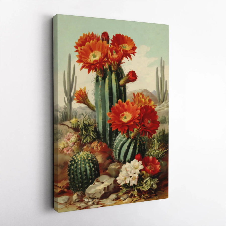 Vintage Cactus Canvas Print | Desert Botanical Illustration | Thick Gallery Wrapped Canvas | Southwestern Wall Decor Gift