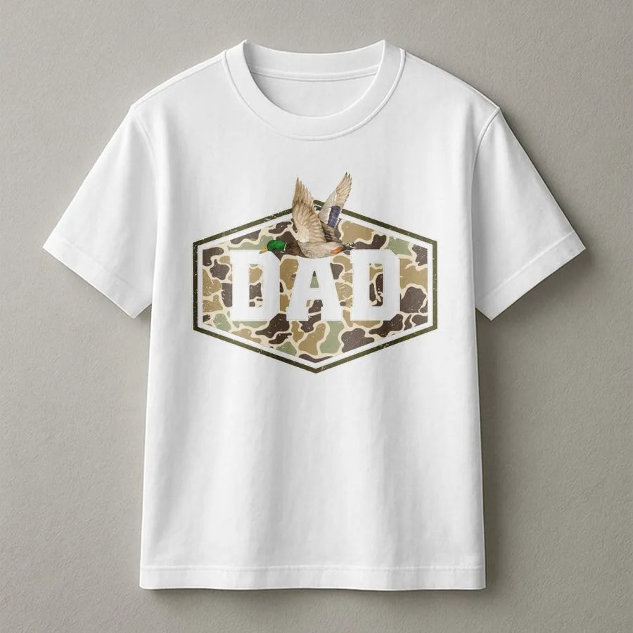 Camouflage Dad Shirt | Retro Mallard Duck Hunting Graphic | Premium Comfort Colors Cotton | Father's Day Gift for Hunter
