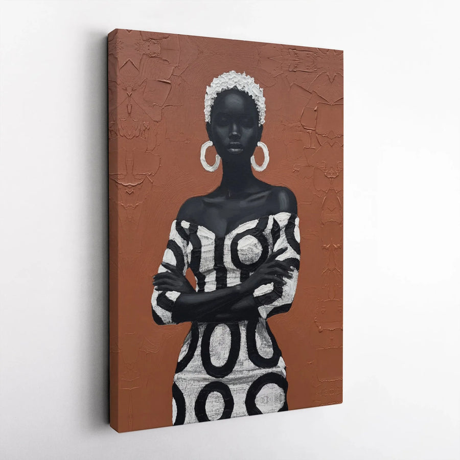 Black Woman Art Canvas Wall Art | Textured Abstract Portrait Print | Premium Gallery Wrap Canvas | Modern Home Decor Gift