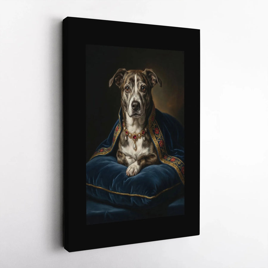 Renaissance Pet Portrait Wall Art | Aristocratic Dog in Velvet Robe | Premium Thick Canvas Print | Unique Gift for Dog Mom or Dad