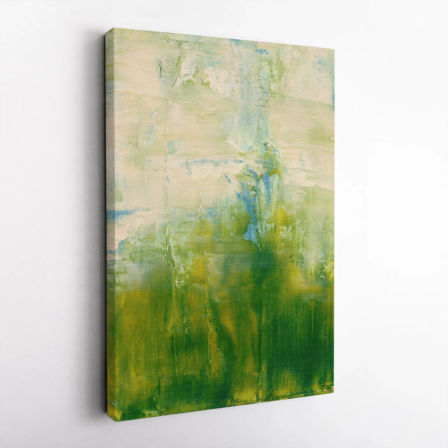 Abstract Green Canvas Wall Art | Textured Impressionist Field Print | Premium 1.25" Thick Canvas | Modern Living Room & Office Decor Gift