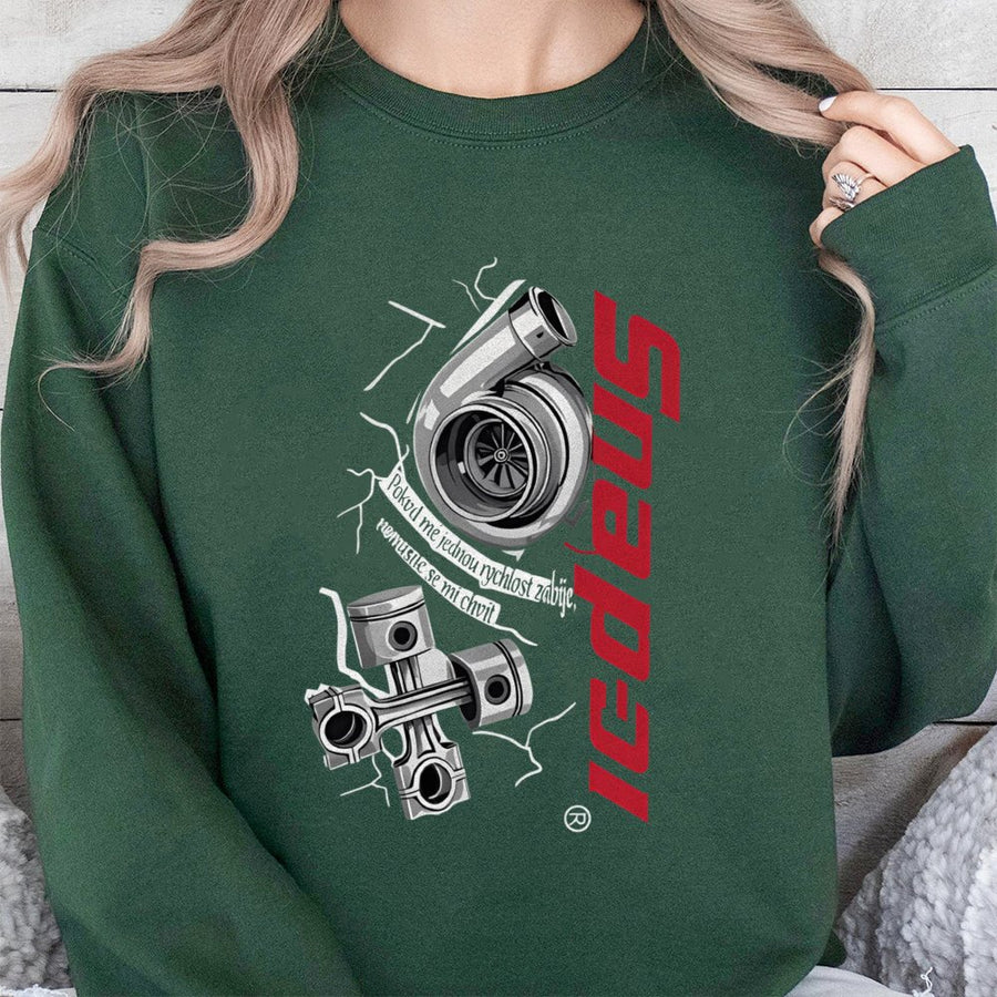 Turbocharged Car Engine Sweatshirt | Automotive Piston Graphic | Premium Cotton-Poly Blend | Gift for Car Enthusiast & Gearhead