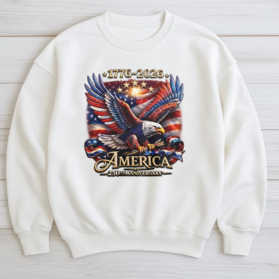 America 250th Anniversary Sweatshirt | Commemorative 1776-2026 Bald Eagle Graphic | Premium Cotton Blend Sweatshirt | Collector's Patriotic Gift