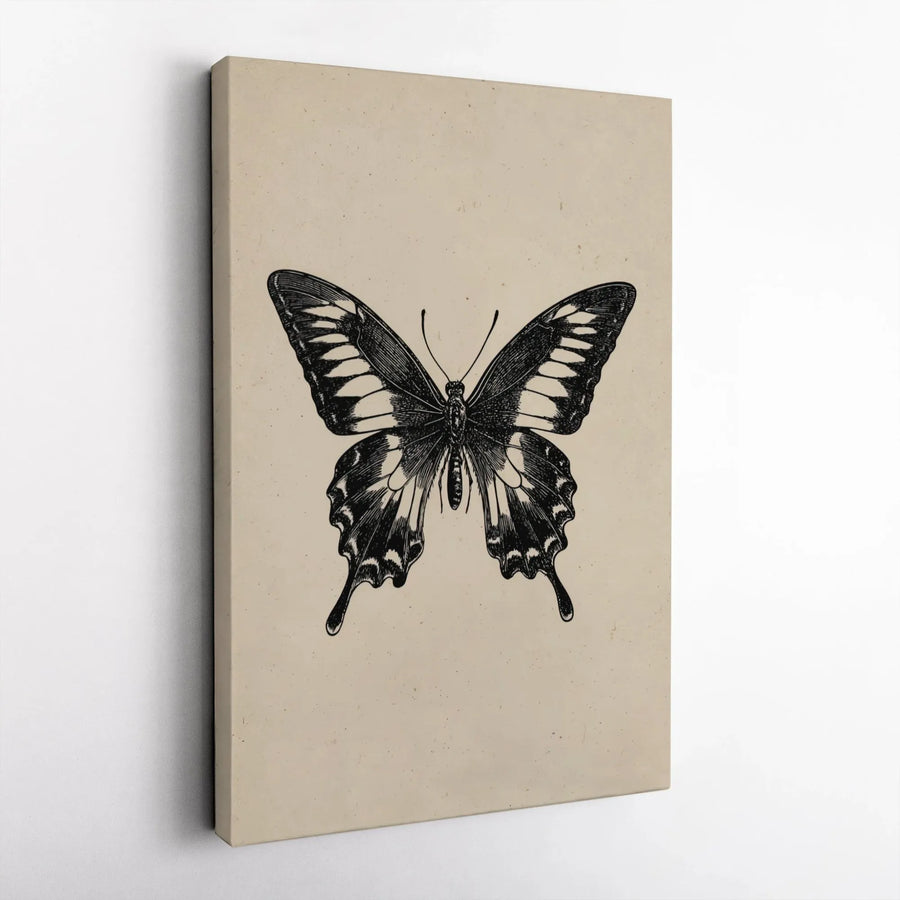 Vintage Swallowtail Butterfly Canvas Art | Black and White Botanical Wall Decor | Premium 1.25-Inch Gallery Wrap | Nature Lover Gift for Home