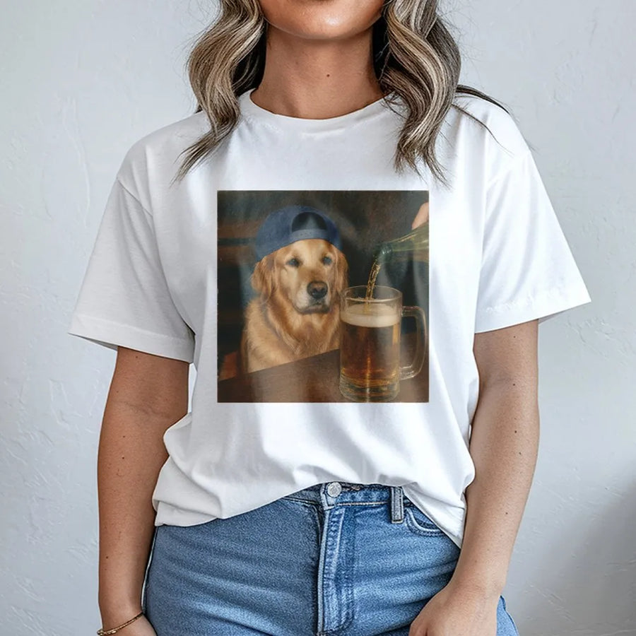 Golden Retriever Beer Shirt | Funny Drinking Dog Meme Graphic Tee | Premium Comfort Colors Cotton | Unisex Gift for Dog Lovers & Dog Dads