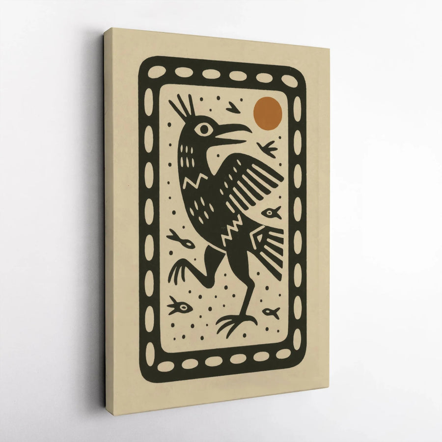 Folk Art Bird Wall Art | Abstract Cormorant Animal Print | 1.25-Inch Gallery Wrap Canvas | Modern Minimalist Home Decor Gift