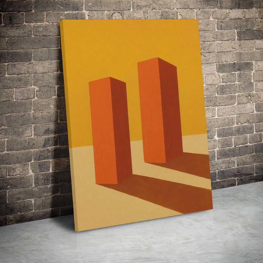Abstract Geometric Canvas Art | Minimalist Orange Pillar Wall Decor | Premium 1.25-Inch Gallery Wrap | Modern Home Office Statement Piece