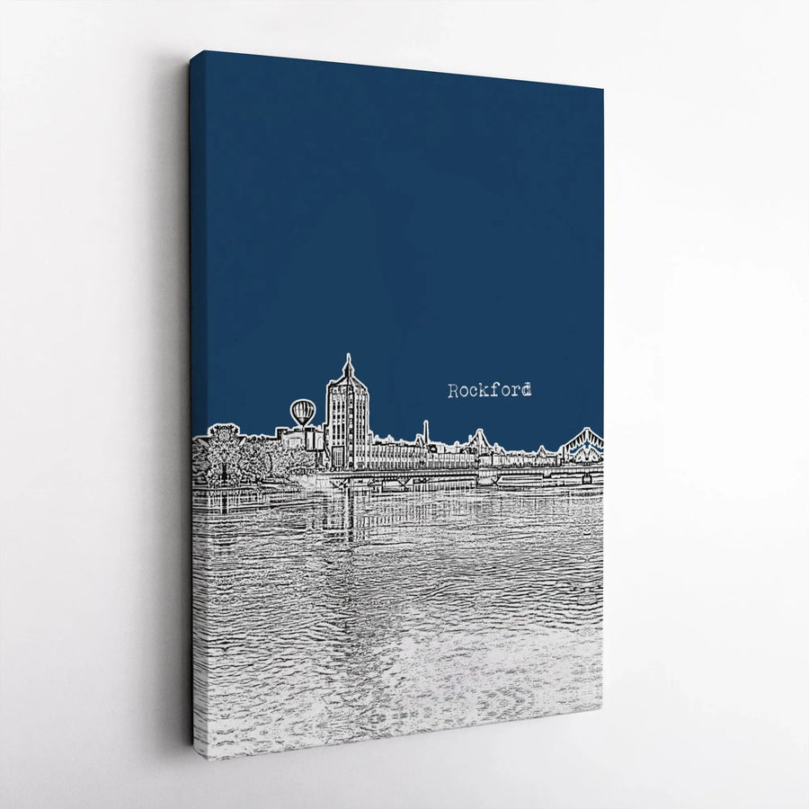 Rockford Skyline Canvas Print | Minimalist City Line Art Wall Decor | 1.25 Inch Gallery Wrap | Home and Office Gift for City Lovers