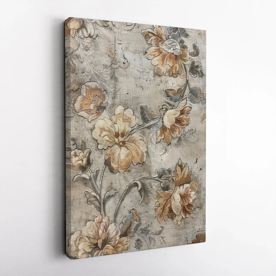 Vintage Botanical Floral Canvas Wall Art | Distressed Rustic Bloom Print | Premium 1.25-Inch Gallery Wrap | Farmhouse Home Decor for Living Room
