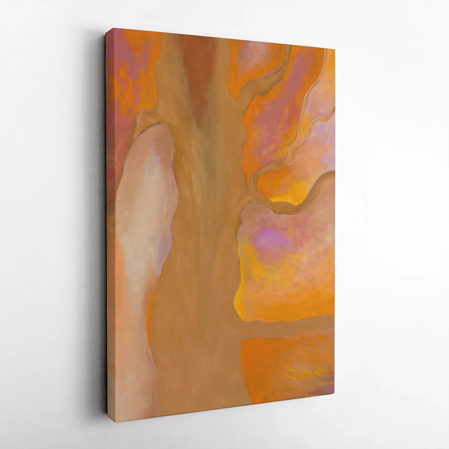 Warm Abstract Wall Art | Modern Orange and Tan Fluid Shapes Canvas | Gallery Quality 1.25 Inch Profile | Home Office Decor Gift