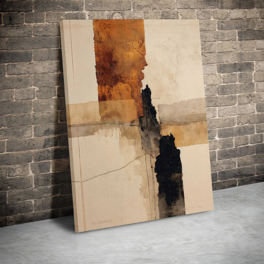 Abstract Canvas Wall Art | Textured Earth Tone Painting Print | Premium Gallery Wrapped Canvas | Modern Minimalist Home Decor Gift