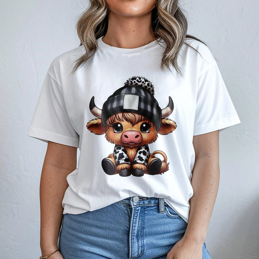 Highland Cow T-Shirt | Cute Farm Animal Graphic Tee | Premium 100% Cotton Apparel | Western Style Gift for Cowgirl Lovers