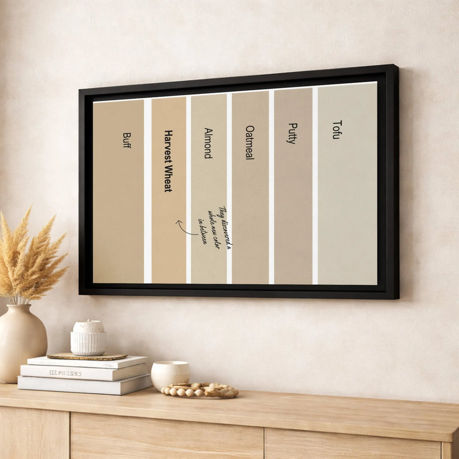 Funny Paint Swatch Canvas | Beige Color Parody Wall Art | Premium Gallery-Wrapped Print | Minimalist Home & Office Decor Gift