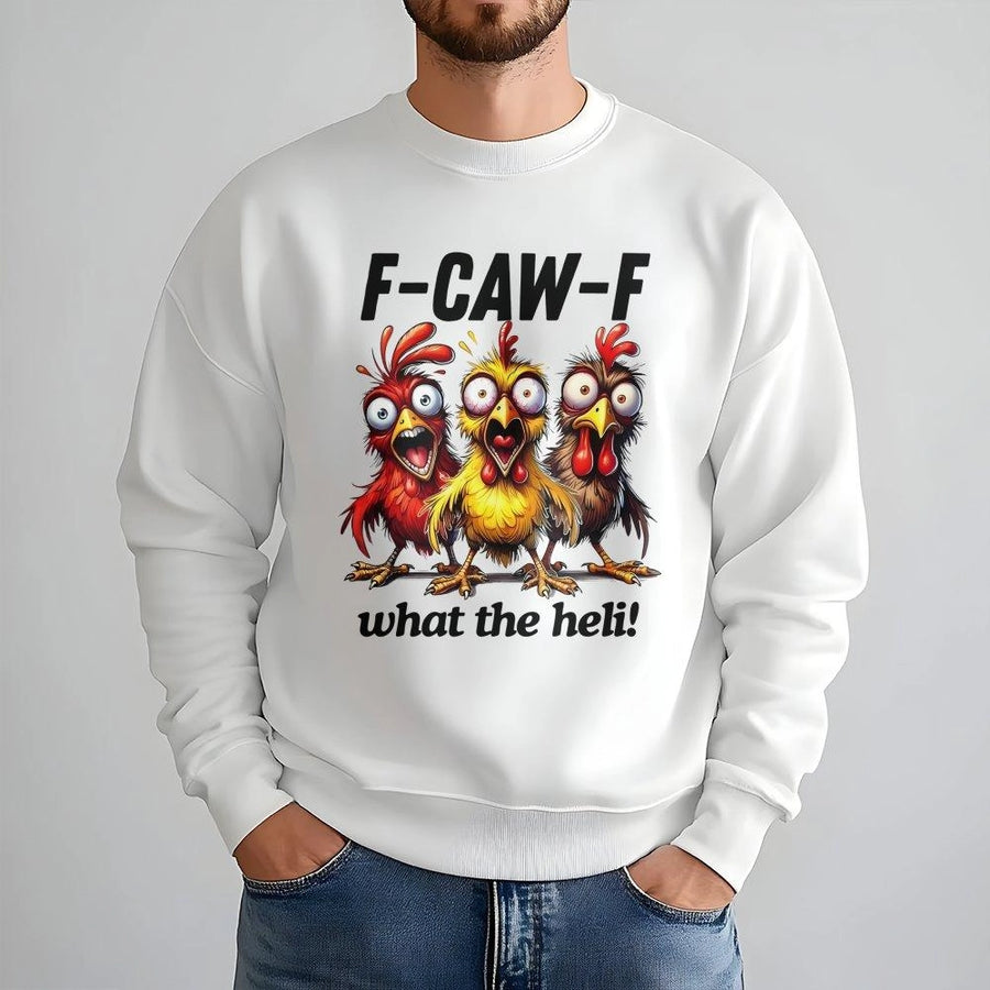 Funny Chicken Sweatshirt | F-Caw-F Farm Animal Pun Graphic | Premium Cotton Blend | Unisex Gift For Chicken Lovers And Farmers