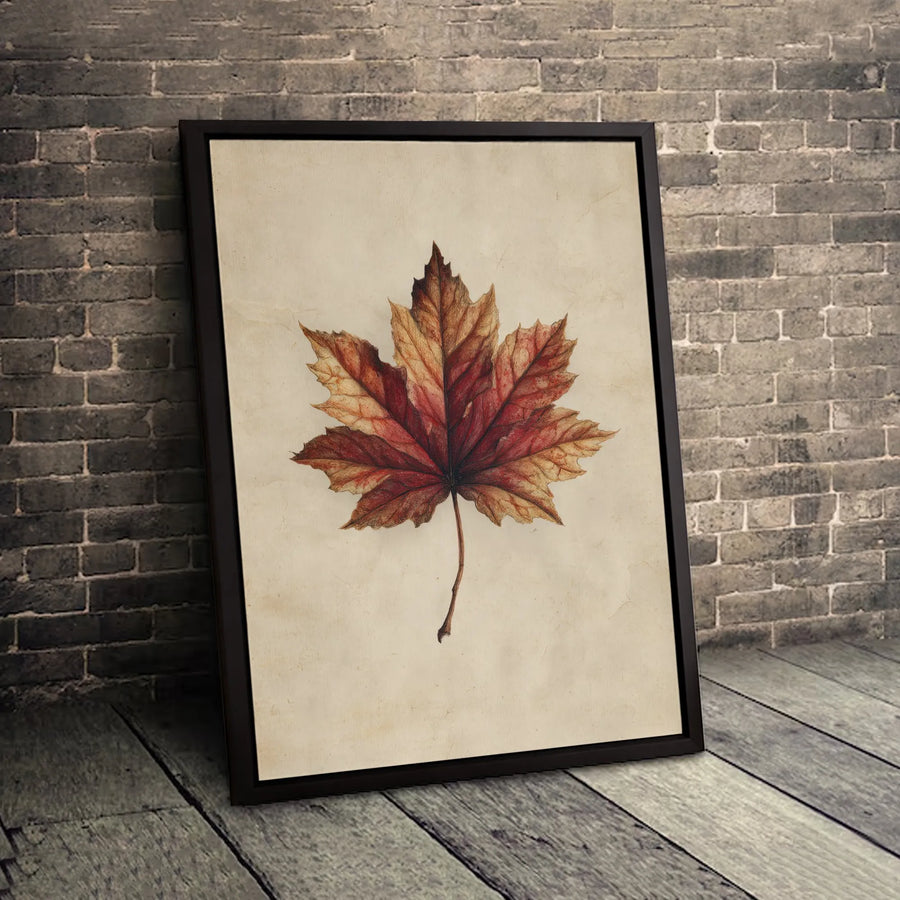Autumn Maple Leaf Botanical Wall Art | Vintage Farmhouse Nature Print | Premium 1.25" Gallery Canvas | Fall Home Decor Gift for Nature Lovers