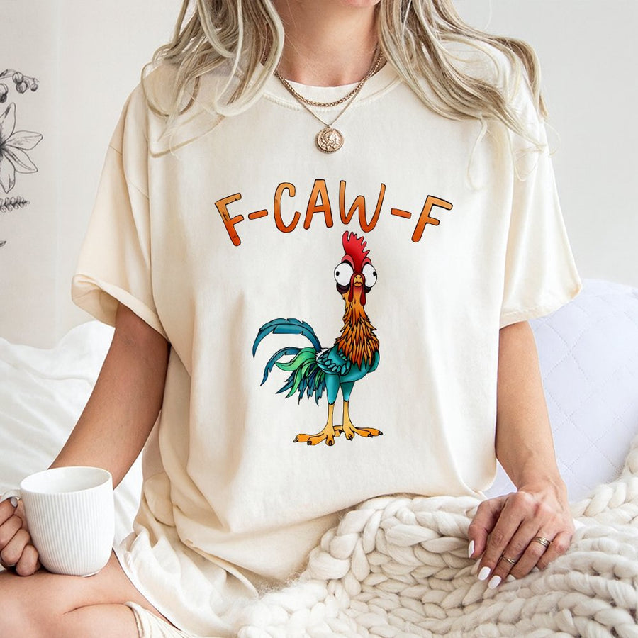 Funny Chicken T-Shirt | F-CAW-F Rooster Graphic Design | Premium 100% Cotton Tee | Hilarious Farm Animal Gift for Men and Women