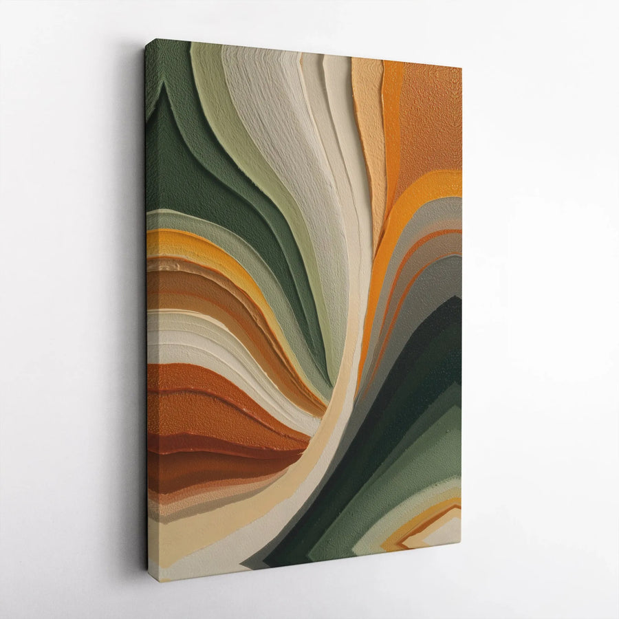 Abstract Canvas Wall Art | Earthy Tone Textured Waves Print | Premium Gallery Wrapped Canvas | Modern Living Room & Office Decor Gift