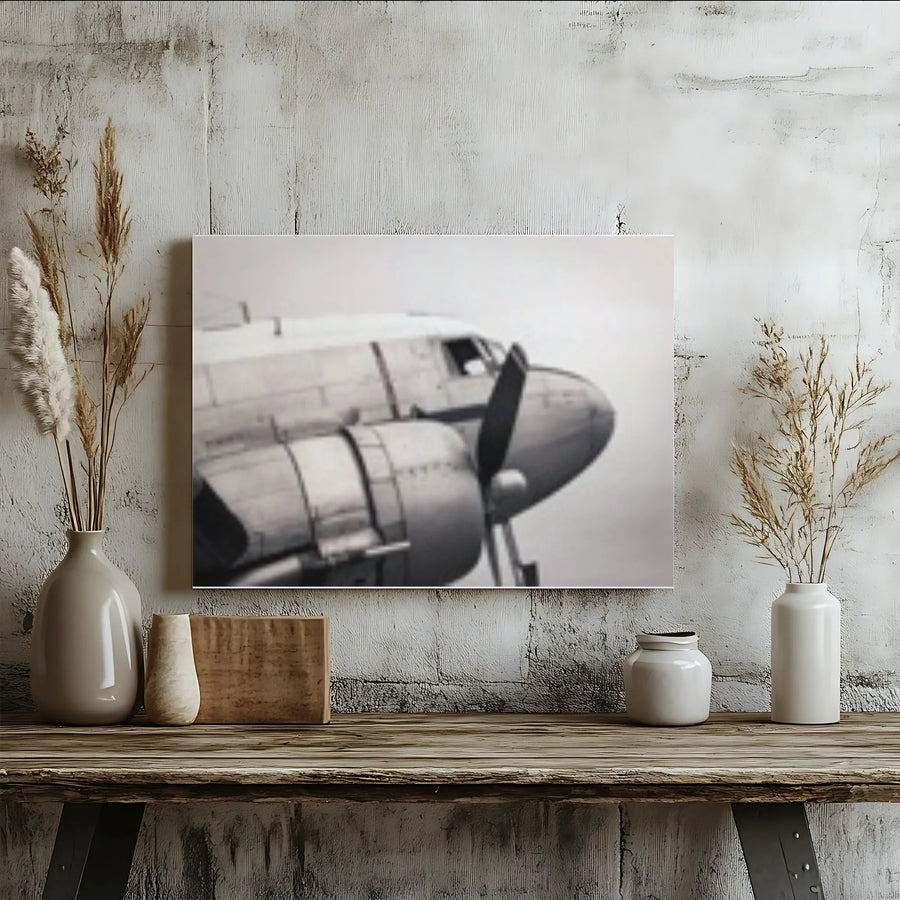 Vintage Propeller Plane Canvas Wall Art | Black and White Aviation Photography | Premium Gallery Wrapped Canvas | Gift for Pilot, Man Cave Decor
