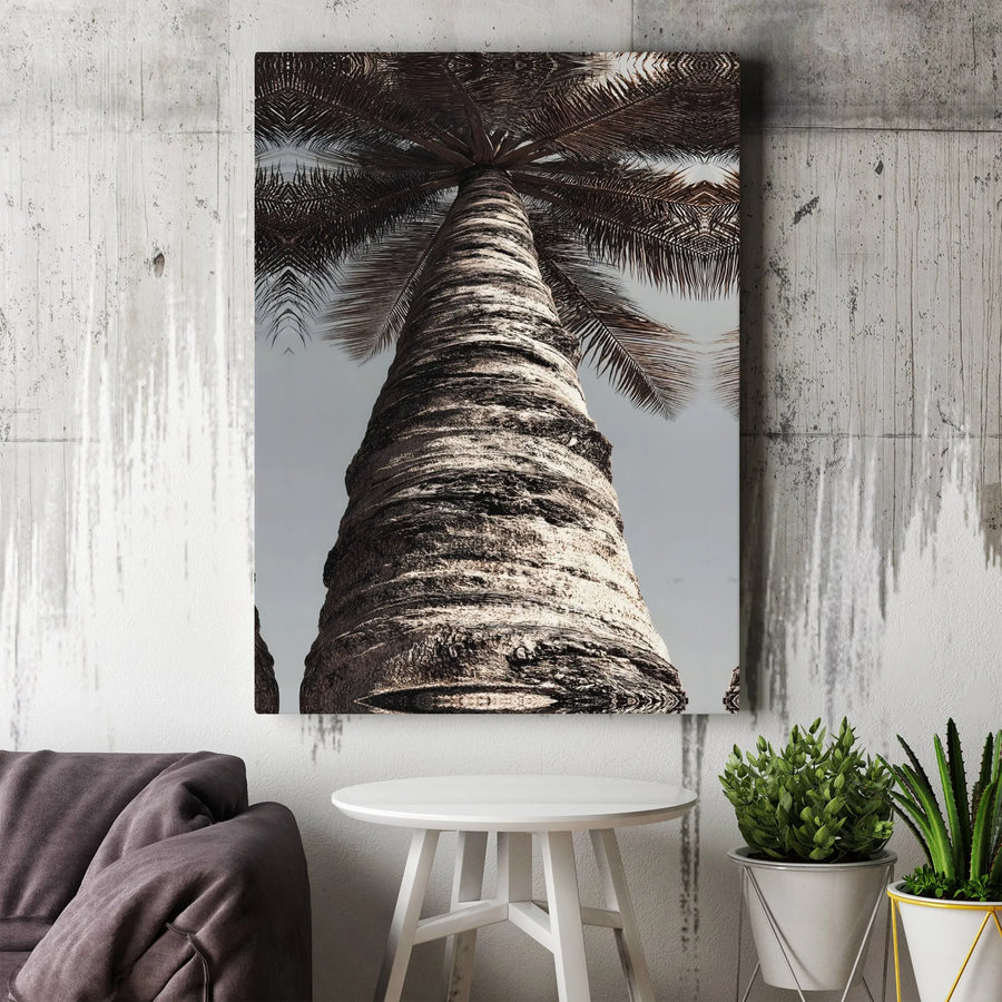 Palm Tree Canvas Wall Art | Moody Tropical Photography Print | Premium Fade-Resistant Ink | Modern Coastal Decor Gift for Living Room or Office