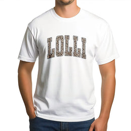 Lolli T-Shirt Sweatshirt | Leopard Print Varsity Letters | Premium Cotton-Blend Pullover | Gift for New Grandma