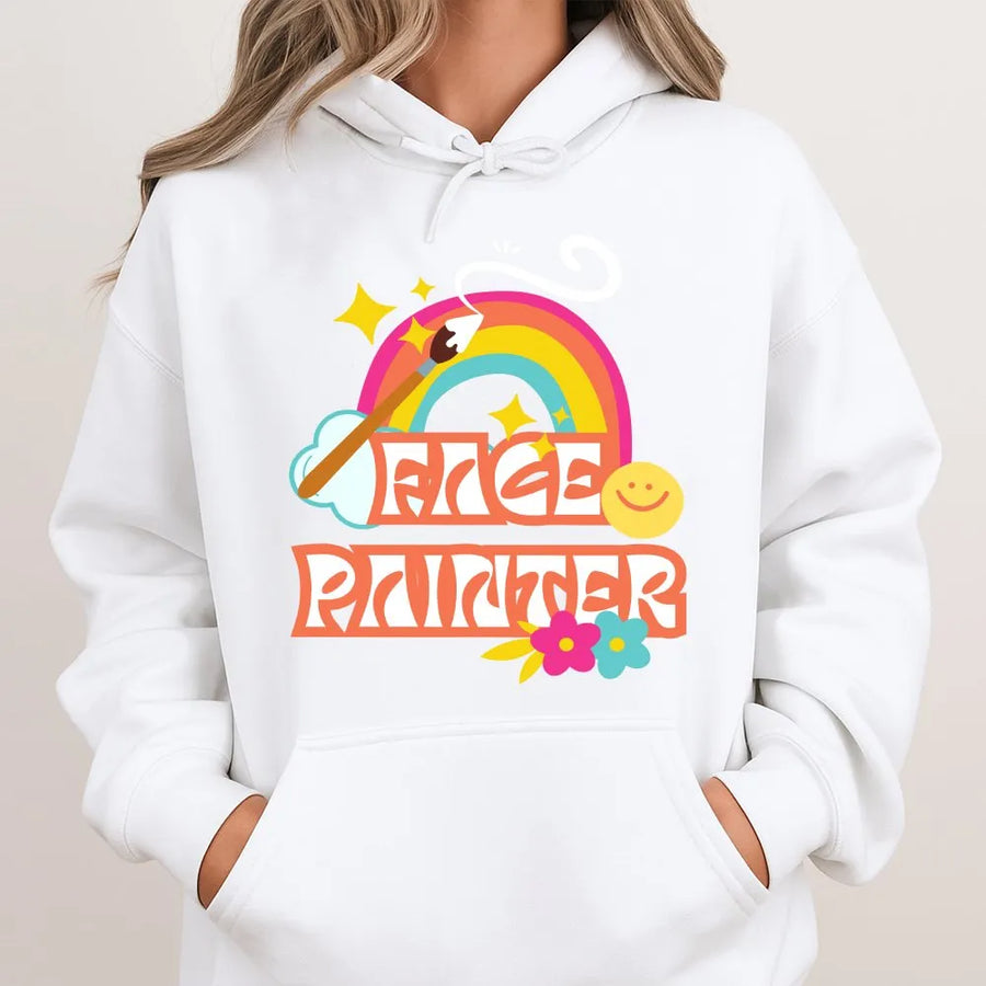 Face Painter Hoodie | Retro Rainbow Graphic Tee | Soft Cotton Shirt | Gift for Face Painting Artist
