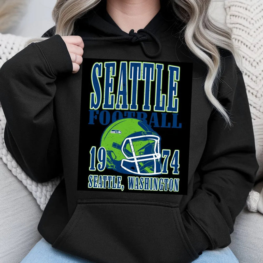 Seattle Football 1974 Seattle, Washington Vintage Seahawks Football Helmet Hoodie