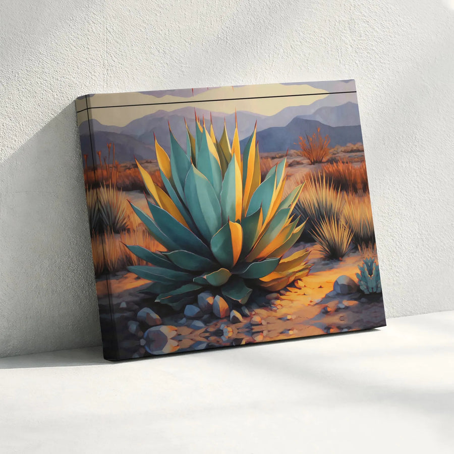 Desert Agave Canvas Wall Art | Southwestern Landscape Painting | Premium Fade-Resistant Print | Modern Home & Office Decor Gift