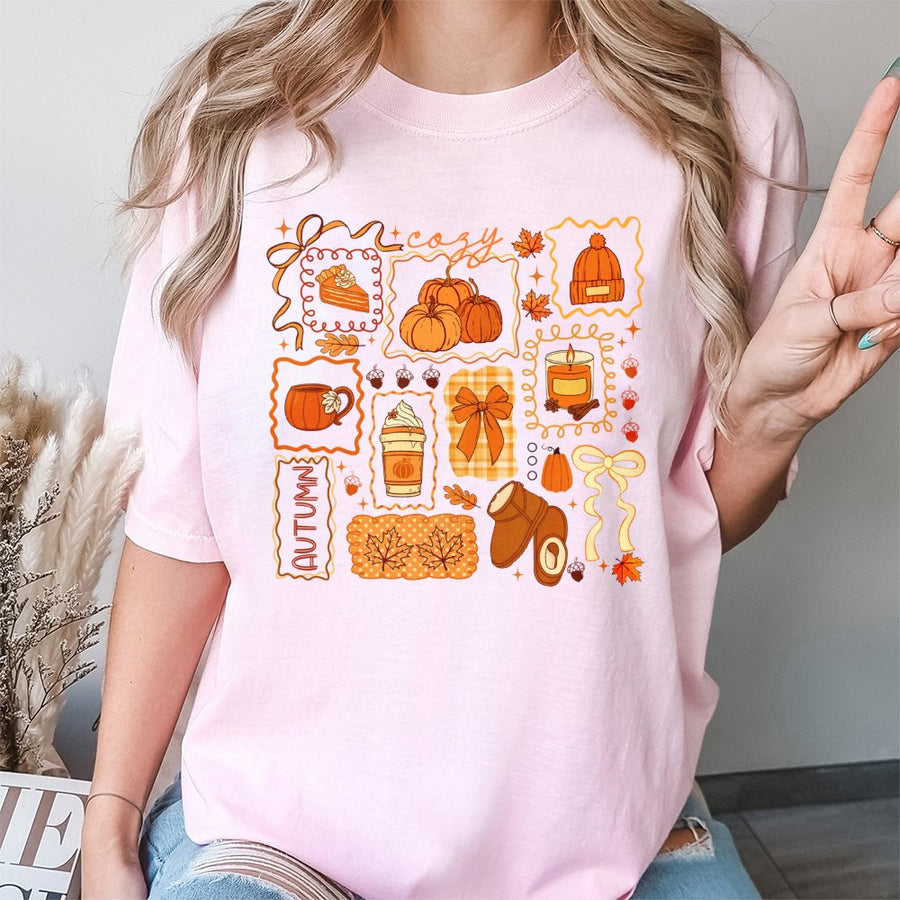 Cozy Season T-Shirt | Pumpkin Spice Fall Aesthetic Graphic Tee | 100% Cotton Premium Comfort | Cute Autumn Gift for Her