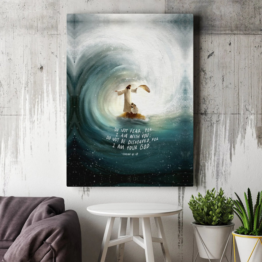 Jesus in the Storm Canvas Print | Isaiah 41:10 Bible Verse Wall Art | Premium Thick Gallery Wrap | Inspirational Christian Home Decor Gift